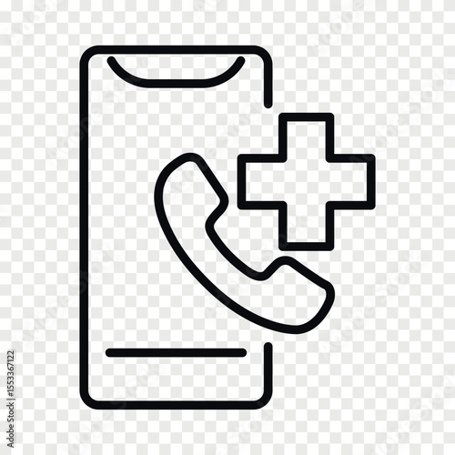 Ambulance call phone line vector icon