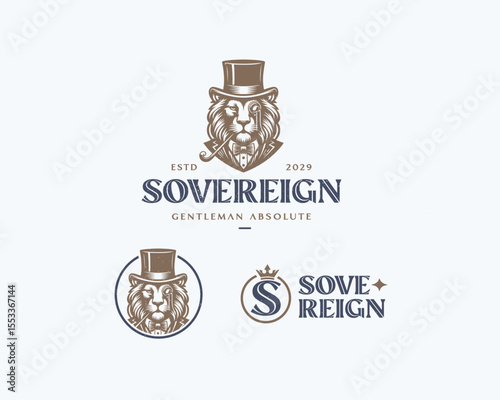 gentleman king lion logo template for business, property, estate, lawyer company