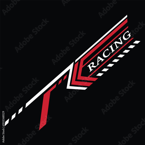 Racing sticker lines for motorcycle and car sticker wrap modification vector design letter R and arrow
