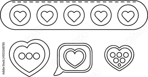 Chat Bubble Icon with Heart Symbol for Love Reaction and Messaging App Interface