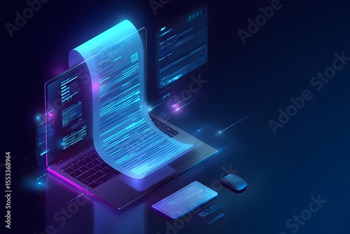 Digital Document Flow: Laptop Data and Code.