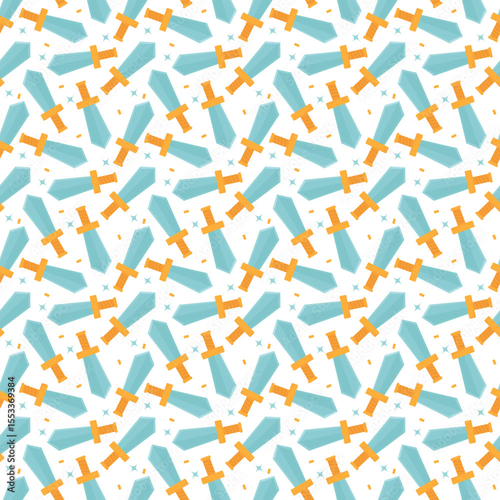 Seamless game sword pattern for gaming wallpaper. Game sword tool background