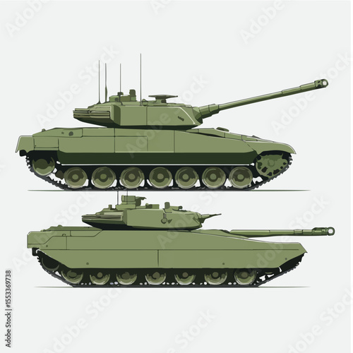 Modern Combat Tank Flat Vector