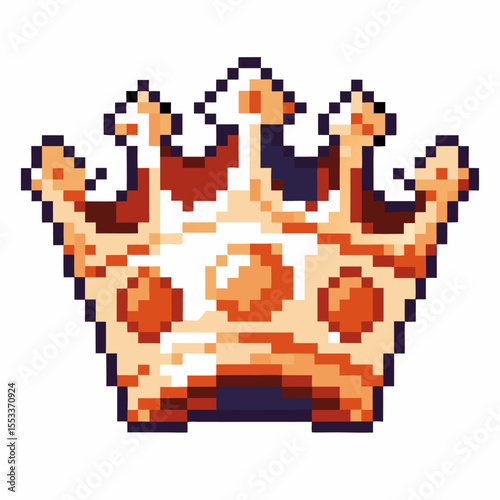 Pixel art golden crown, retro game icon vintage digital royalty, king or queen symbol, 8 bit illustration