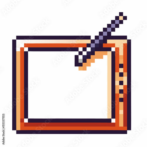Pixel art digital drawing tablet with stylus, retro 8 bit graphics for creative design and artistic inspiration