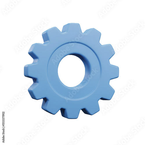 3d rendered light blue gear icon isolated on white background 