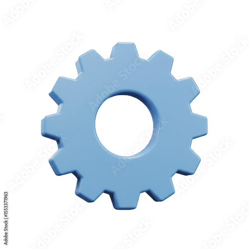 3d rendered light blue gear icon isolated on white background 