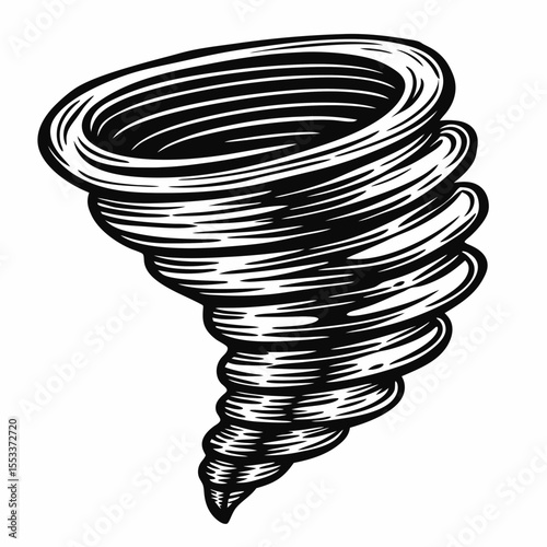 Tornado in black and white vector style  