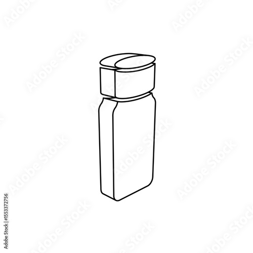 The outline of a large salt shaker symbol is made with black lines. 3D view of the object in perspective. Vector illustration on white background