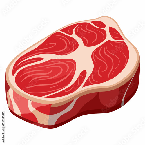 Fresh raw beef steak with marbling and fat isolated on white background