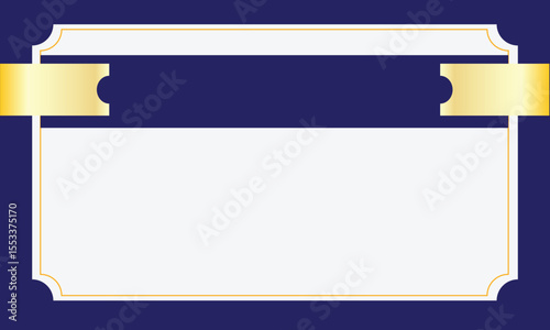 Elegant blue and gold frame template with ribbon banner. Features a blank center ideal for a certificate, award, or formal invitation. Clean and classic design with stylish corner accents.