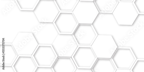 Abstract modern hexagonal effect for line geometric technology 3d white bright hexagon polygonal honeycomb luxury pattern vector white background.	