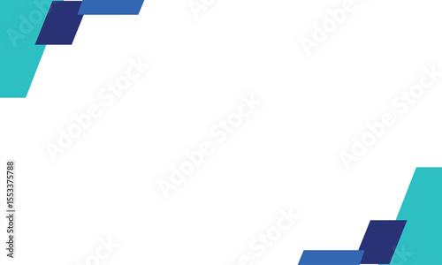 Abstract white background with geometric teal and blue corner elements. Ideal for modern business presentations, banners, flyers, and digital layouts with copy space for text or branding.