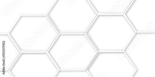 Abstract modern hexagonal effect for line geometric technology 3d white bright hexagon polygonal honeycomb luxury pattern vector white background.	