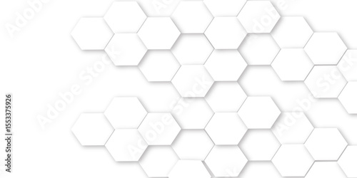 Futuristic 3D White Light hexagon Geometric Structure Featuring Abstract Polygonal Honeycomb Pattern, Technology-Inspired Design, and a Luxurious, Modern Vector Background for Innovation