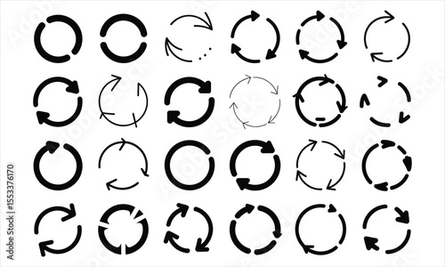 Collection of circular arrow icons representing refresh reload and recycling concepts
