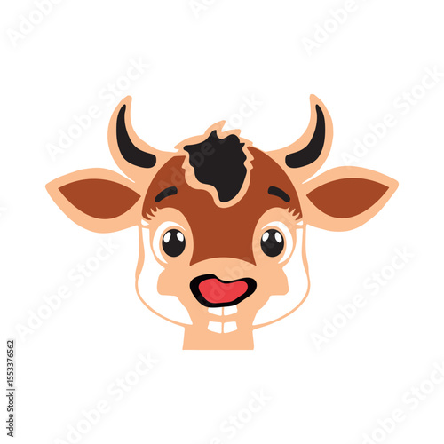 Wallpaper Mural Funny Cow Head Cartoon with Big Nose and Silly Eyes with white background. Torontodigital.ca