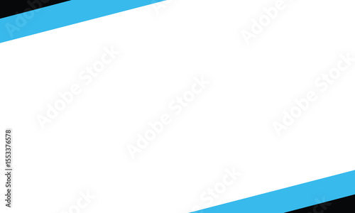 Clean white background with diagonal black and blue borders. Ideal for modern presentations, banners, or flyers with copy space. Minimalist design for business or tech themes.
