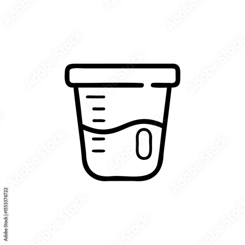 Simple Line Drawing of a Measurement Cup with Liquid