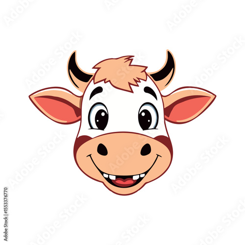Wallpaper Mural Funny Cow Head Cartoon with Big Nose and Silly Eyes with white background. Torontodigital.ca