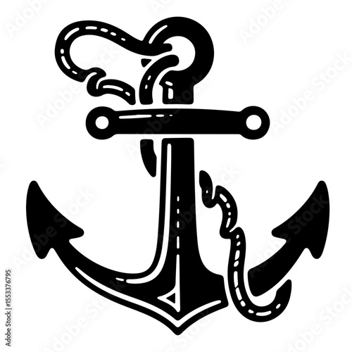 Black Anchor Illustration, Nautical Design Element, Vector Graphic