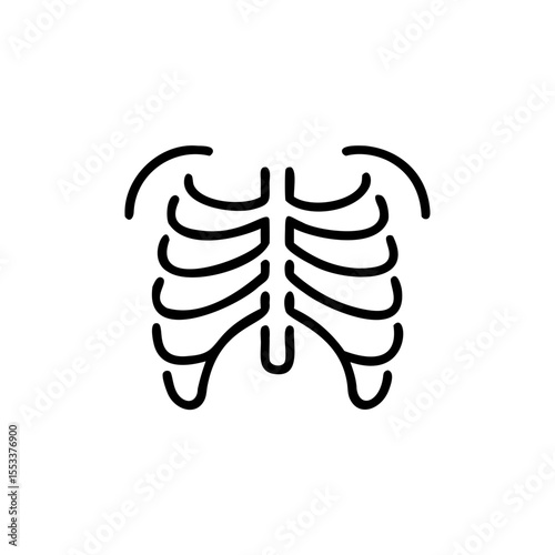 Simple line icon of human rib cage anatomy