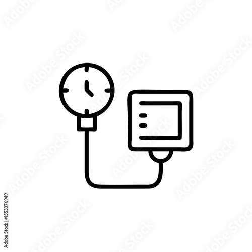 Blood pressure monitor icon line art design