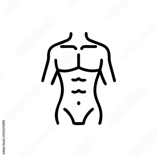 Male torso icon line art fitness bodybuilder