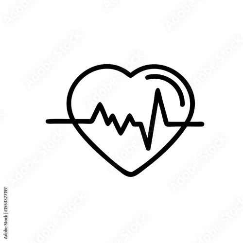 Heart rate monitor icon line art graphic design