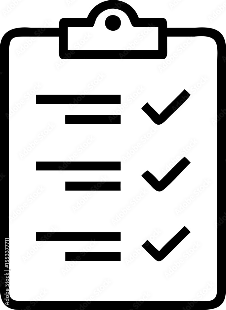 Checklist clipboard icon black and white