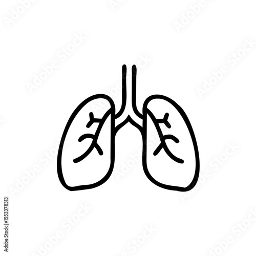 Simple line drawing of human lungs icon