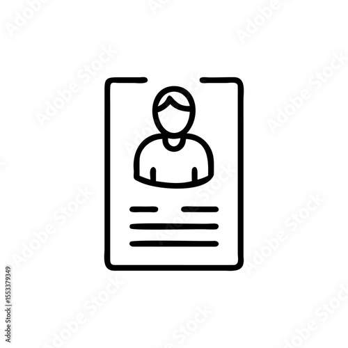 Simple Identification Card Design, Profile, Person, Minimalist, Icon, Outline, Vector, Graphic