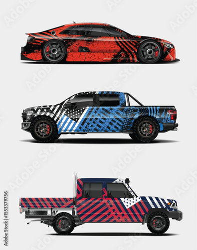 Three Cars with Striking Graphic Wraps A Bold Automotive Design Showcase