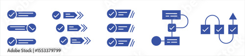 Step-by-Step Checklist and Workflow Icons – Process Planning and Task Management Set