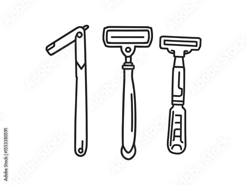 Classic Straight Razor Line Art Vector