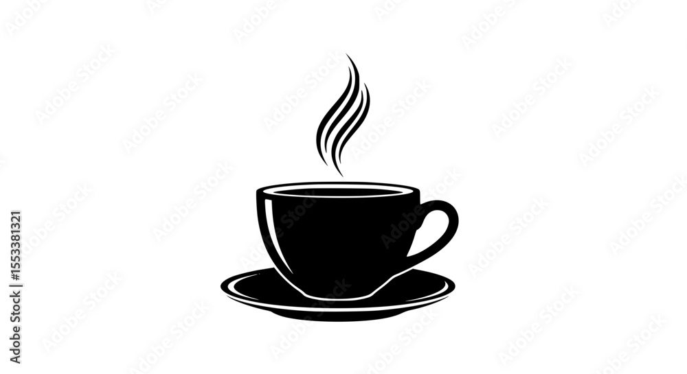 Obraz premium A steaming hot cup of black coffee rests on a saucer a classic beverage enjoyed by many people around the world for its flavor and stimulating effects providing a moment of warmth and comfort