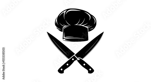 Culinary Arts Excellence Professional Chef Knife Skills and Hat Emblem representing cooking mastery and kitchen artistry a symbol of gastronomic achievement