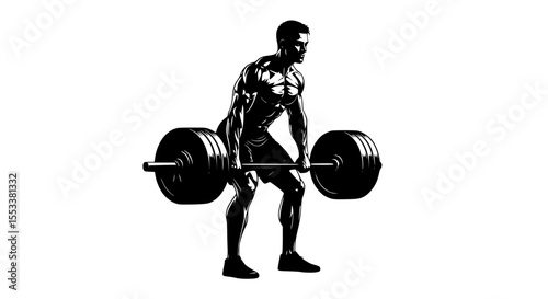 Powerful Athlete Performing a Heavy Deadlift Exercise for Muscle Strength and Conditioning Training