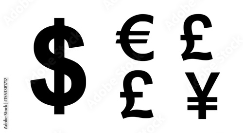 Common Currency Symbols Representing Global Financial Transactions and Economic Exchange Worldwide