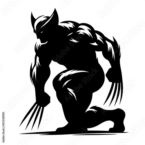 Black and White Vector of a Wolverine Silhouette