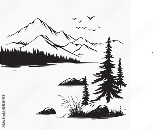 mountain landscape with trees
