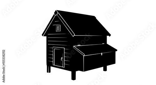 A Rustic Wooden Coop Elevated on Stilts Providing a Safe Haven for Backyard Poultry with an Attached Covered Run Area