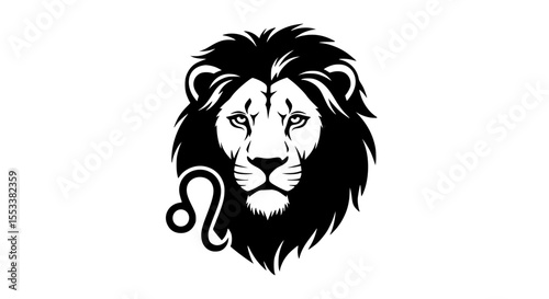 Leo Zodiac Sign Symbol and Majestic Lion Head Emblem Representing Strength Courage and Leadership in Astrology and Celestial Navigation