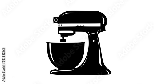 A Sleek Black Stand Mixer Silhouette for Culinary Creations and Kitchen Design Elements
