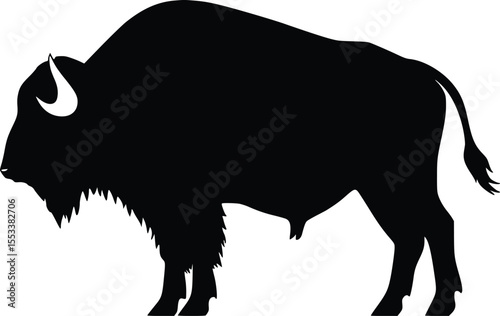 American Bison Silhouette: Powerful, Majestic, Dark Profile Illustration