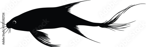 Elegant Black Fish Silhouette: Aquatic Life Vector Illustration