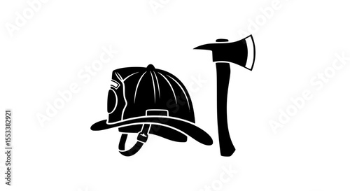 Iconography of a Firefighter's Helmet and Axe Representing Courage and Service in Emergency Response Operations