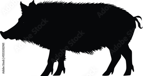 Wild Boar Silhouette: Dark, Powerful, Majestic Animal Vector Illustration