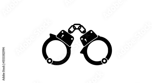 Iconic Representation of Handcuffs Symbolizing Law Enforcement Justice and Control in a Clean Black and White Design