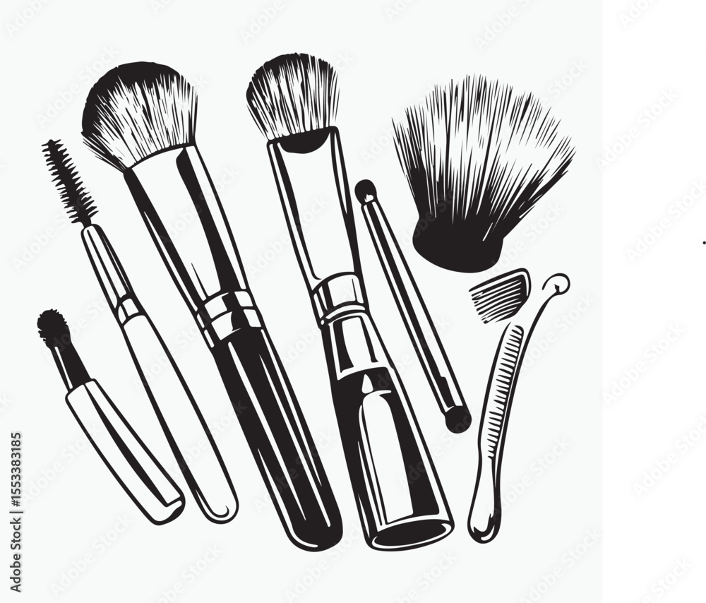 set of make up brushes
